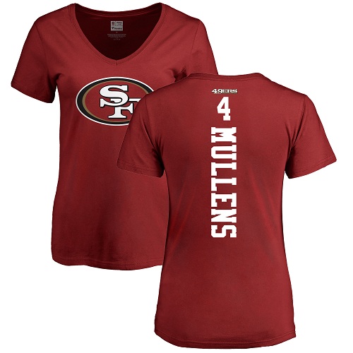 San Francisco 49ers Red Women Nick Mullens Backer #4 NFL T Shirt